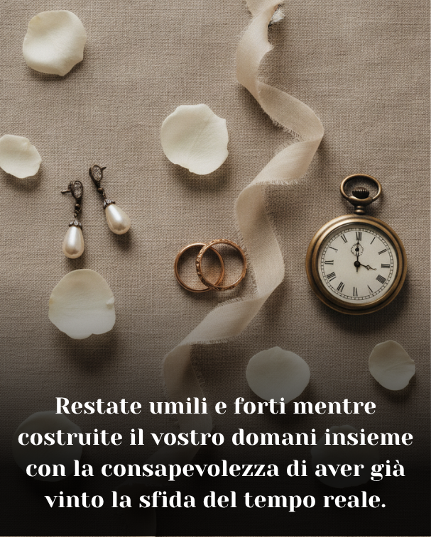 Restate umili e forti mentre costruite il vostro domani insieme con la consapevolezza di aver già vinto la sfida del tempo reale.