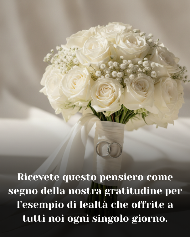 Ricevete questo pensiero come segno della nostra gratitudine per l'esempio di lealtà che offrite a tutti noi ogni singolo giorno.