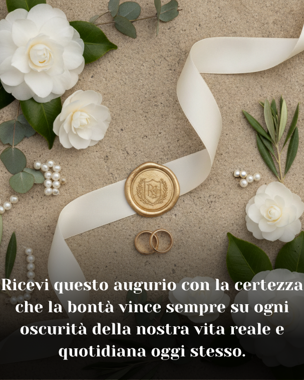 Ricevi questo augurio con la certezza che la bontà vince sempre su ogni oscurità della nostra vita reale e quotidiana oggi stesso.