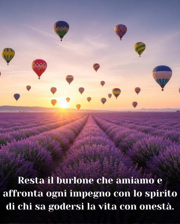 Resta il burlone che amiamo e affronta ogni impegno con lo spirito di chi sa godersi la vita con onestà