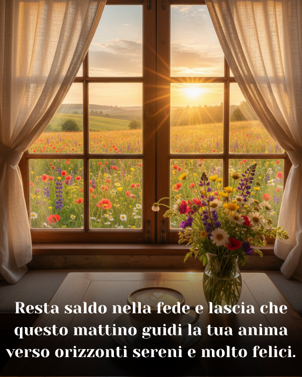 Resta saldo nella fede e lascia che questo mattino guidi la tua anima verso orizzonti sereni e molto felici