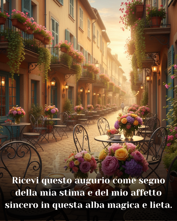 Ricevi questo augurio come segno della mia stima e del mio affetto sincero in questa alba magica e lieta