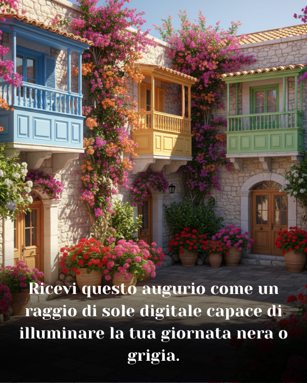 Ricevi questo augurio come un raggio di sole digitale capace di illuminare la tua giornata nera o grigia