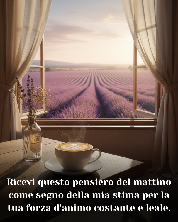Ricevi questo pensiero del mattino come segno della mia stima per la tua forza d'animo costante e leale