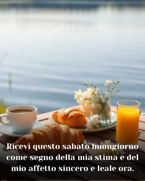 Ricevi questo sabato buongiorno come segno della mia stima e del mio affetto sincero e leale ora