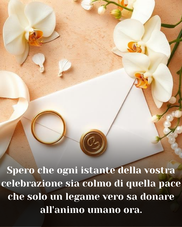 Spero che ogni istante della vostra celebrazione sia colmo di quella pace che solo un legame vero sa donare all'animo umano ora.