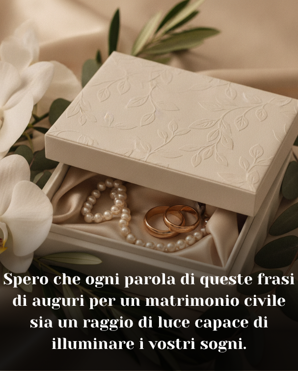 Spero che ogni parola di queste frasi di auguri per un matrimonio civile sia un raggio di luce capace di illuminare i vostri sogni.