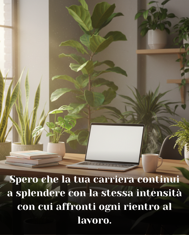 Spero che la tua carriera continui a splendere con la stessa intensità con cui affronti ogni rientro al lavoro