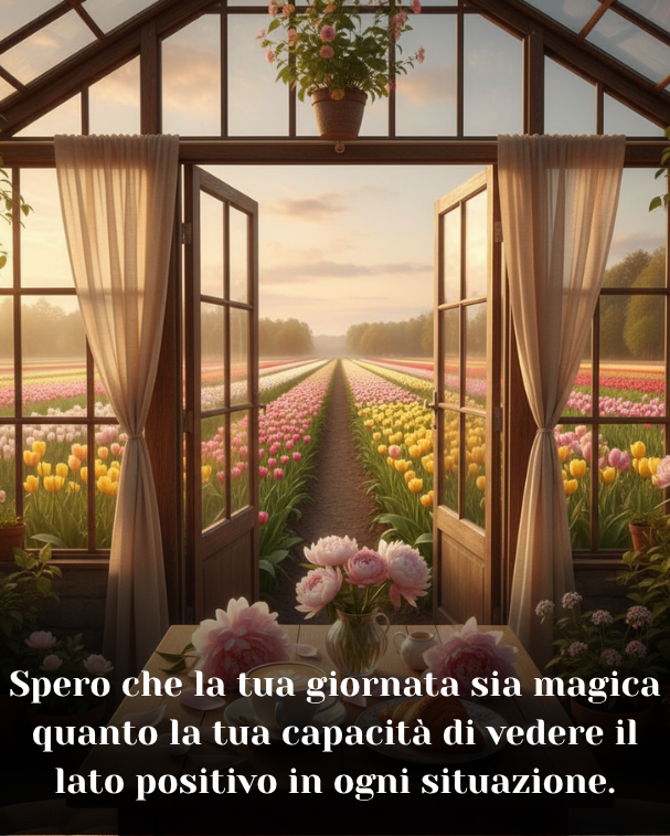 Spero che la tua giornata sia magica quanto la tua capacità di vedere il lato positivo in ogni situazione
