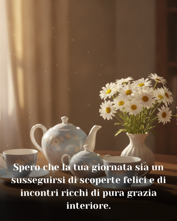 Spero che la tua giornata sia un susseguirsi di scoperte felici e di incontri ricchi di pura grazia interiore