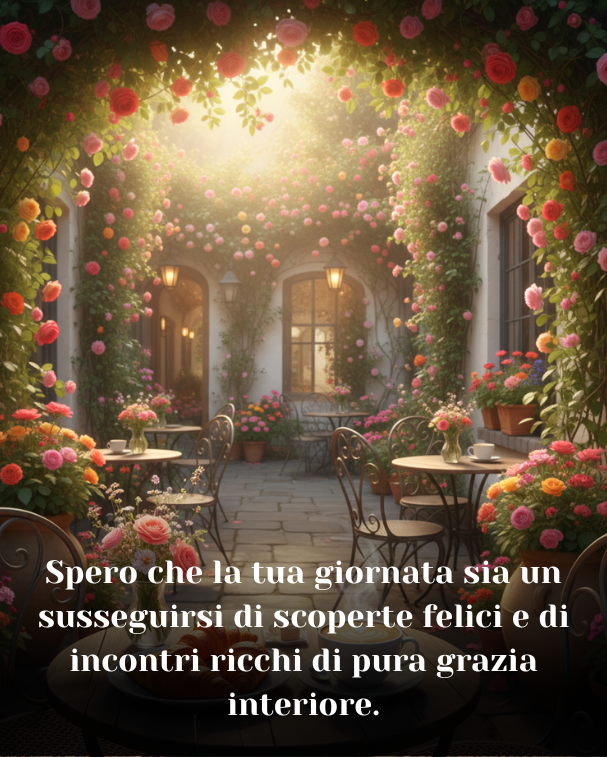 Spero che la tua giornata sia un susseguirsi di scoperte felici e di incontri ricchi di pura grazia interiore