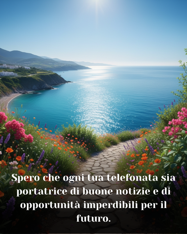 Spero che ogni tua telefonata sia portatrice di buone notizie e di opportunità imperdibili per il futuro