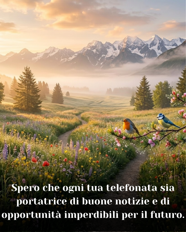 Spero che ogni tua telefonata sia portatrice di buone notizie e di opportunità imperdibili per il futuro