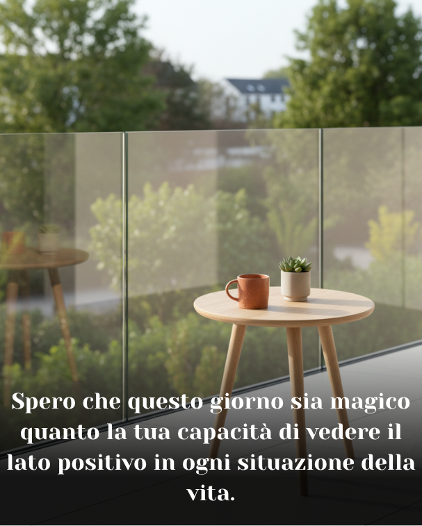 Spero che questo giorno sia magico quanto la tua capacità di vedere il lato positivo in ogni situazione della vita