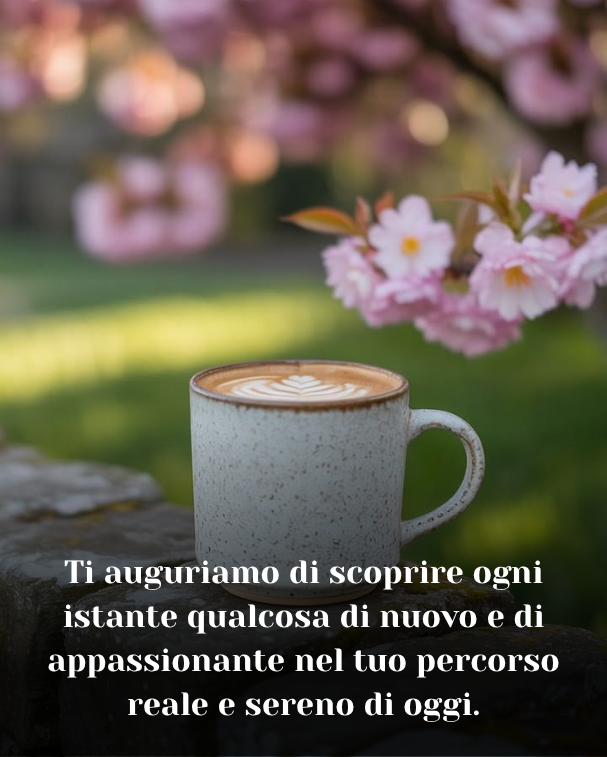 Ti auguriamo di scoprire ogni istante qualcosa di nuovo e di appassionante nel tuo percorso reale e sereno di oggi.