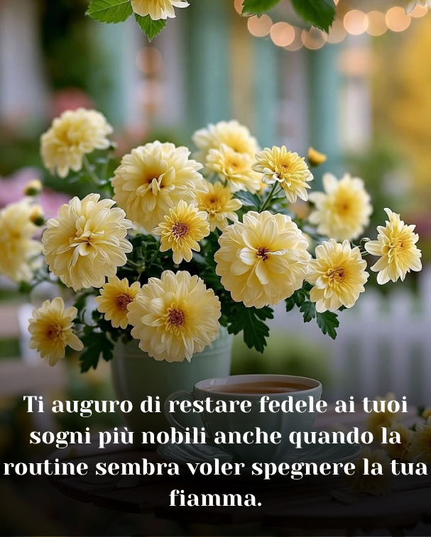 Ti auguro di restare fedele ai tuoi sogni più nobili anche quando la routine sembra voler spegnere la tua fiamma.