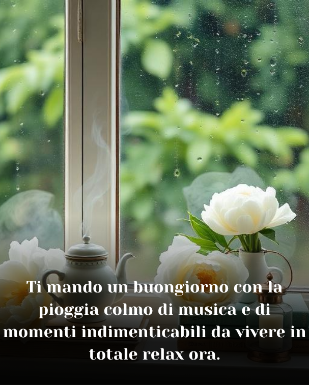 Ti mando un buongiorno con la pioggia colmo di musica e di momenti indimenticabili da vivere in totale relax ora.