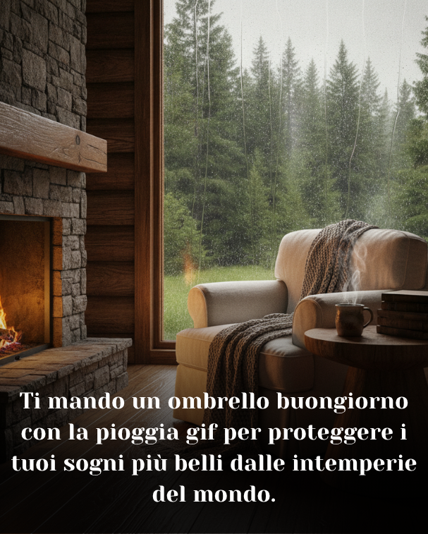 Ti mando un ombrello buongiorno con la pioggia gif per proteggere i tuoi sogni più belli dalle intemperie del mondo.
