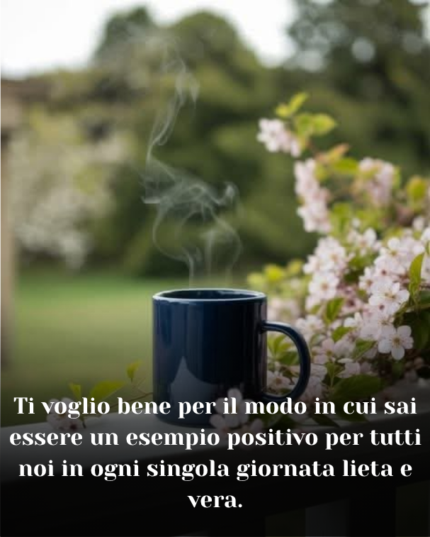 Ti voglio bene per il modo in cui sai essere un esempio positivo per tutti noi in ogni singola giornata lieta e vera.