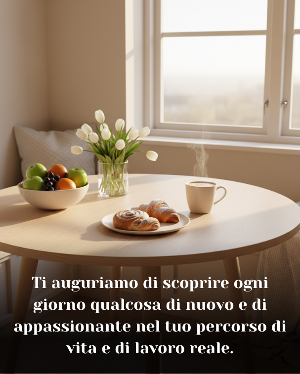 Ti auguriamo di scoprire ogni giorno qualcosa di nuovo e di appassionante nel tuo percorso di vita e di lavoro reale