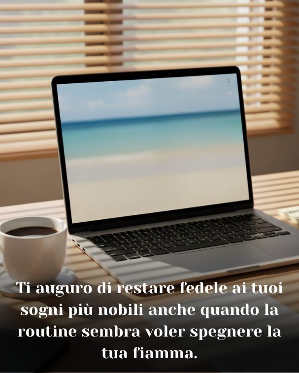 Ti auguro di restare fedele ai tuoi sogni più nobili anche quando la routine sembra voler spegnere la tua fiamma