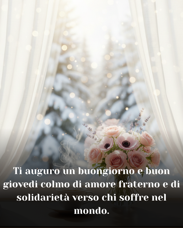 Ti auguro un buongiorno e buon giovedi colmo di amore fraterno e di solidarietà verso chi soffre nel mondo