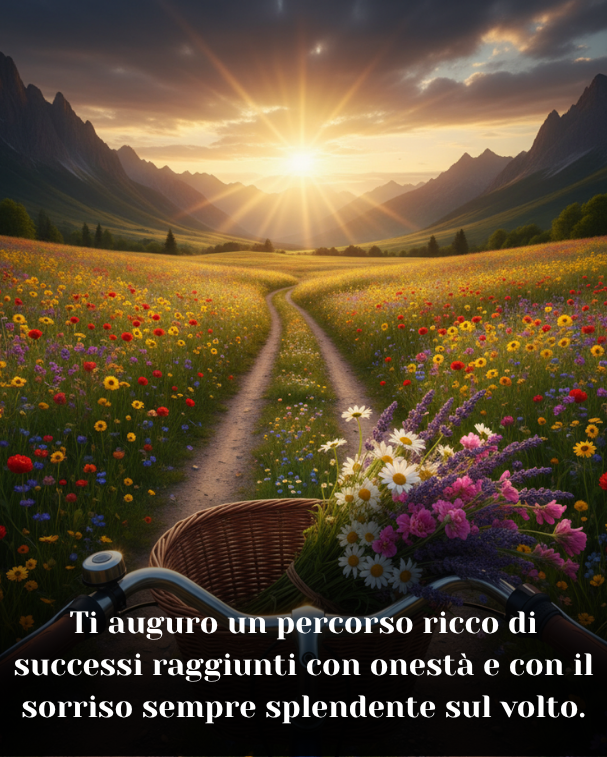 Ti auguro un percorso ricco di successi raggiunti con onestà e con il sorriso sempre splendente sul volto