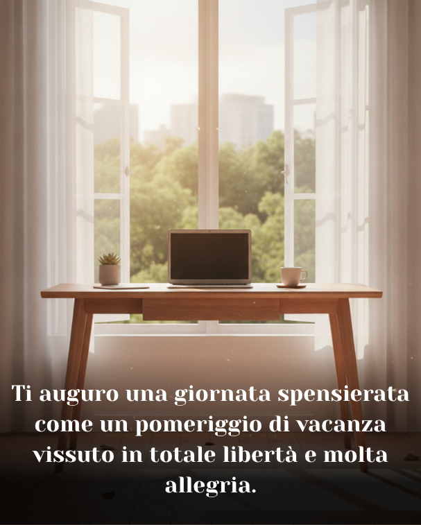 Ti auguro una giornata spensierata come un pomeriggio di vacanza vissuto in totale libertà e molta allegria