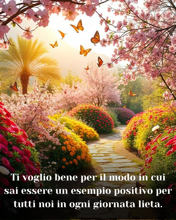 Ti voglio bene per il modo in cui sai essere un esempio positivo per tutti noi in ogni giornata lieta