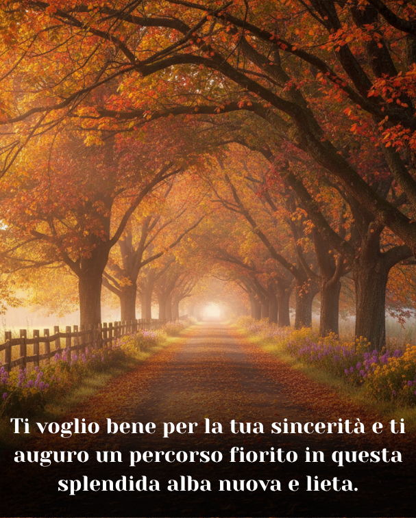 Ti voglio bene per la tua sincerità e ti auguro un percorso fiorito in questa splendida alba nuova e lieta