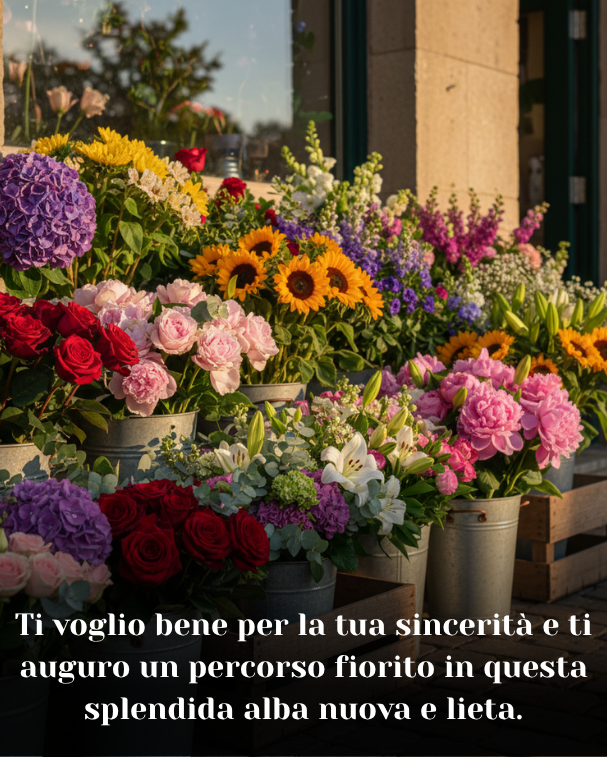 Ti voglio bene per la tua sincerità e ti auguro un percorso fiorito in questa splendida alba nuova e lieta