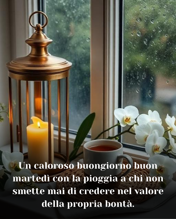 Un caloroso buongiorno buon martedì con la pioggia a chi non smette mai di credere nel valore della propria bontà.