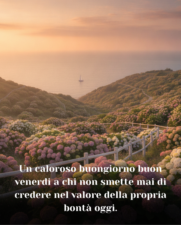 Un caloroso buongiorno buon venerdi a chi non smette mai di credere nel valore della propria bontà oggi