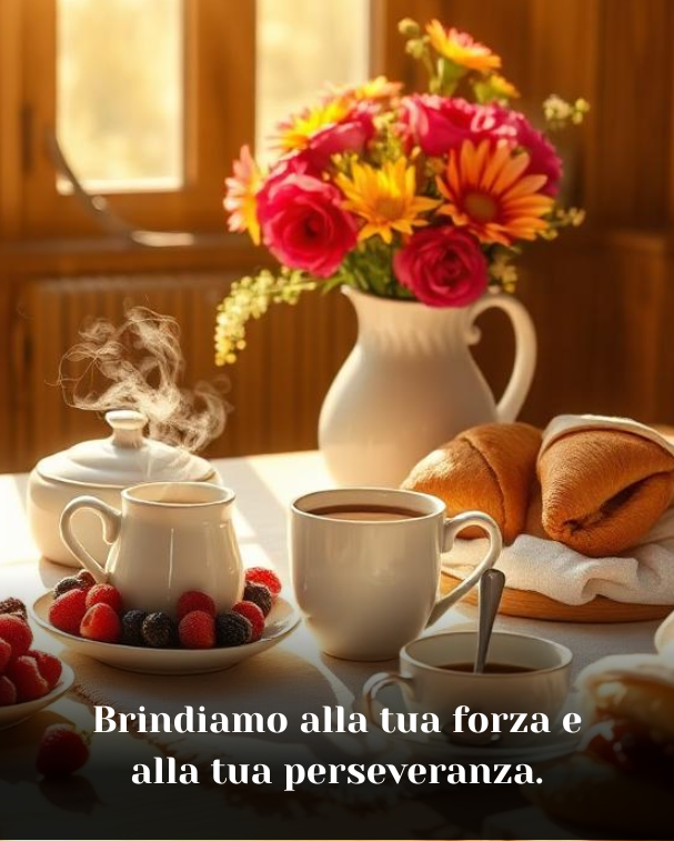 Brindiamo alla tua forza e alla tua perseveranza
