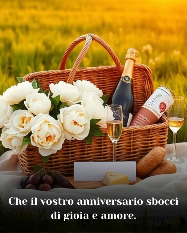 Che il vostro anniversario sbocci di gioia e amore