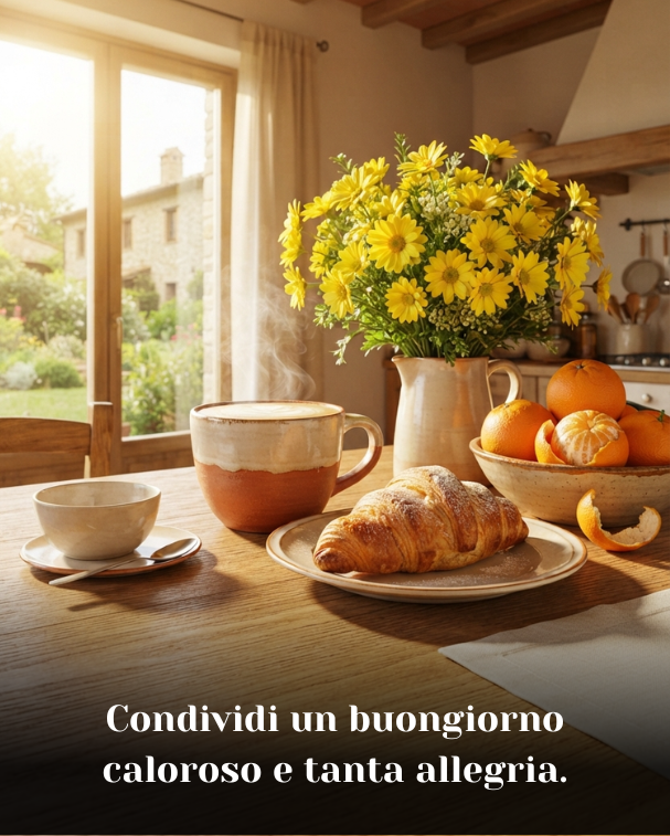 Condividi un buongiorno caloroso e tanta allegria