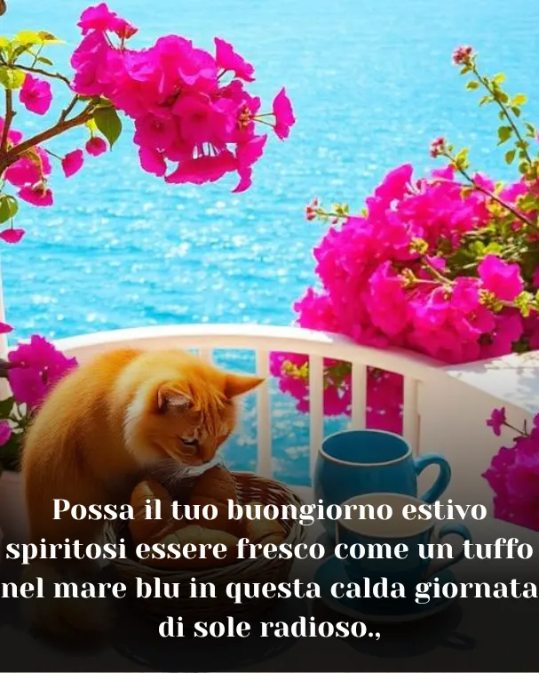 Possa il tuo buongiorno estivo spiritosi essere fresco come un tuffo nel mare blu in questa calda giornata di sole radioso.,
