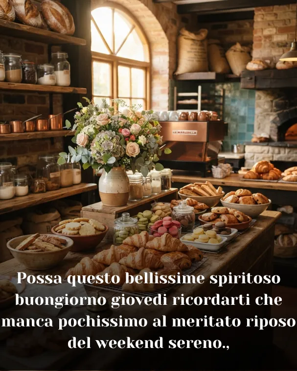 Possa questo bellissime spiritoso buongiorno giovedi ricordarti che manca pochissimo al meritato riposo del weekend sereno.,