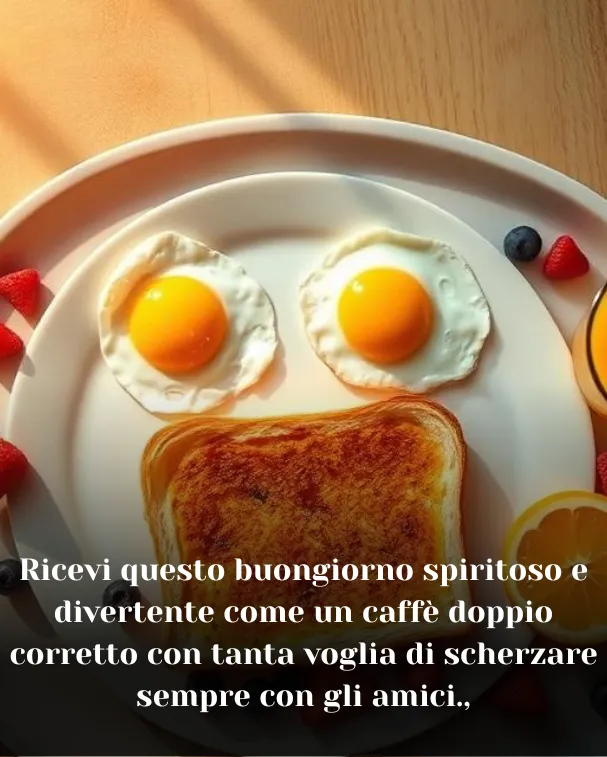 Ricevi questo buongiorno spiritoso e divertente come un caffè doppio corretto con tanta voglia di scherzare sempre con gli amici.,