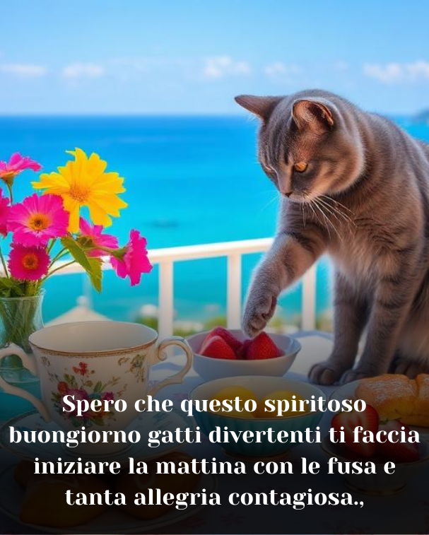 Spero che questo spiritoso buongiorno gatti divertenti ti faccia iniziare la mattina con le fusa e tanta allegria contagiosa.,