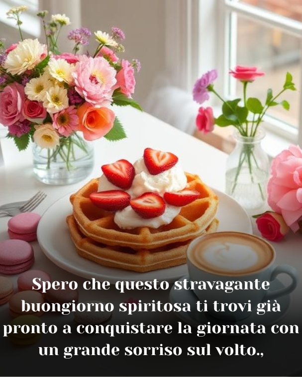 Spero che questo stravagante buongiorno spiritosa ti trovi già pronto a conquistare la giornata con un grande sorriso sul volto.,