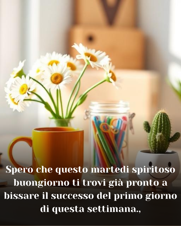 Spero che questo martedi spiritoso buongiorno ti trovi già pronto a bissare il successo del primo giorno di questa settimana.,