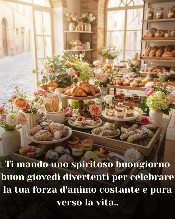 Ti mando uno spiritoso buongiorno buon giovedi divertenti per celebrare la tua forza d'animo costante e pura verso la vita.,