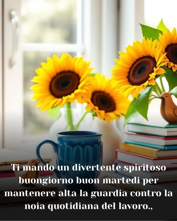 Ti mando un divertente spiritoso buongiorno buon martedi per mantenere alta la guardia contro la noia quotidiana del lavoro.,