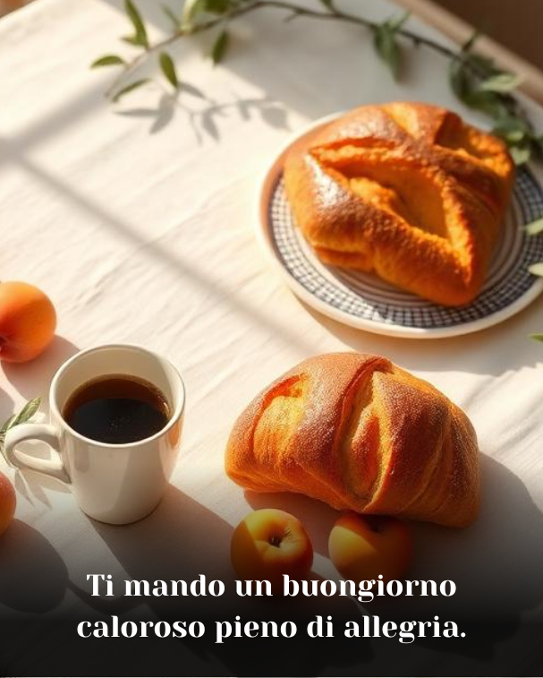 Ti mando un buongiorno caloroso pieno di allegria