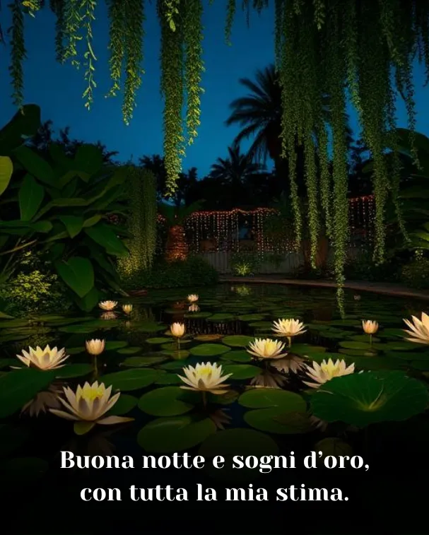 Buona notte e sogni d’oro, con tutta la mia stima