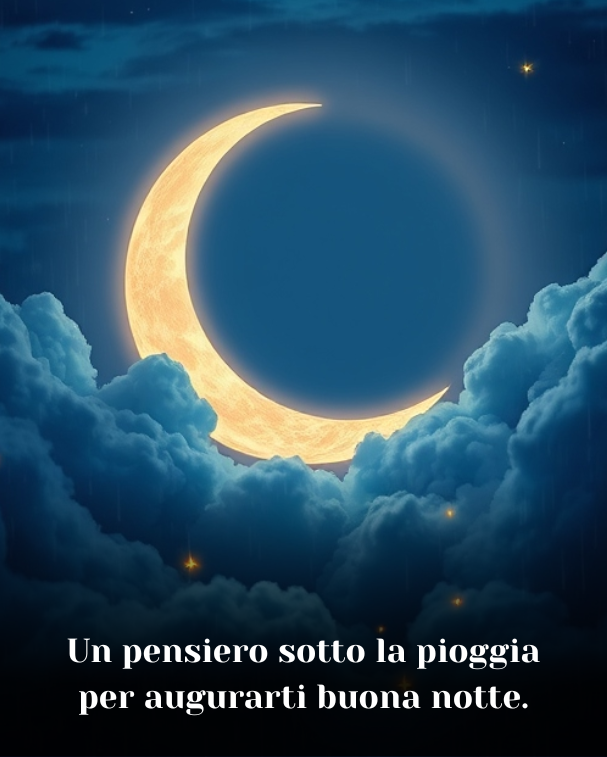 Un pensiero sotto la pioggia per augurarti buona notte