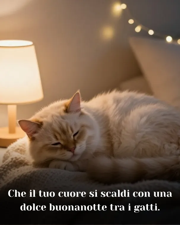 Che il tuo cuore si scaldi con una dolce buonanotte tra i gatti