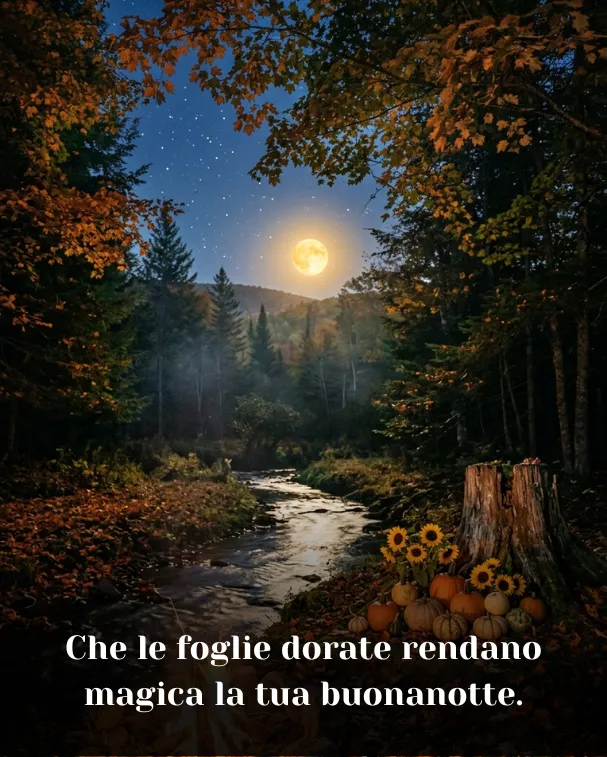 Che le foglie dorate rendano magica la tua buonanotte