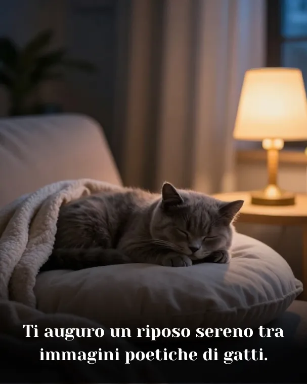 Ti auguro un riposo sereno tra immagini poetiche di gatti